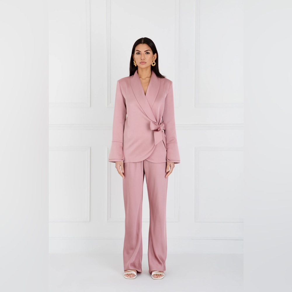 Sinead Keary Lydia Millen Sarah Wrap Blazer & Sandra Trousers Dusty Pink US sz12
